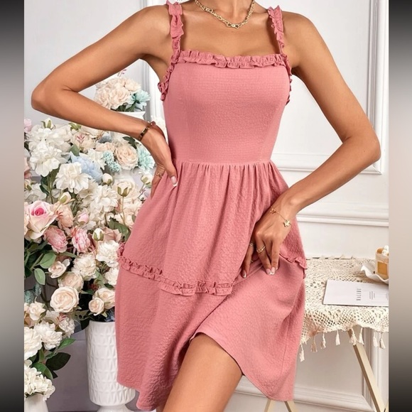 Boho Back Bow Tiered Ruffle Cami Dress - Picture 2 of 7